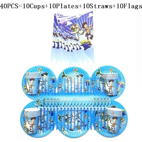 40Pcs/80Pcs New Sale Disney Toy Story Movies Birthday Party Supplies Paper Cups Plates Straw Banner For Kid Party Decor Supplies