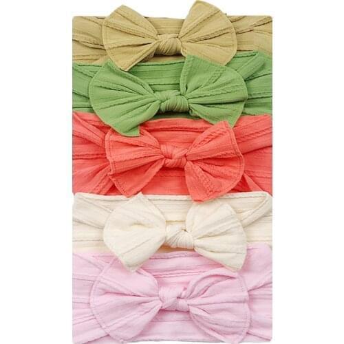 5Pcs/lot Solid Color Turban Headband Baby Fabric Photo Props Newborn Headwraps Kids Bow Headband For Girls Hair Accessories