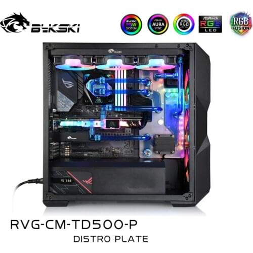 BYKSKI Acrylic Board Water Channel Solution use for MasterBox TD500 Mesh Case / Kit for CPU and GPU Block / Instead reservoir