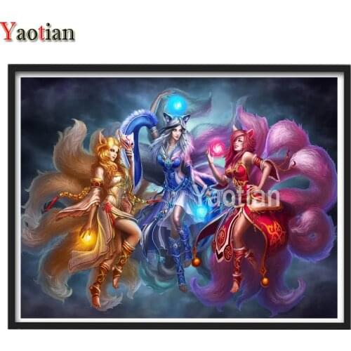 5D DIY Diamond Painting Game Anime Nine Tailed Fox Fairy Picture Of Rhinestone Diamond Embroidery Sale Mosaic Full Square Drill