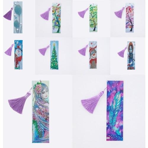 Diamond Painting Santa Claus Bookmark 5D DIY Special Shaped Diamond Art Leather Tassel Book Marks Home Decoration Christmas Gift