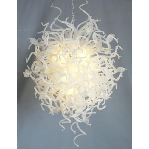 Free Shipping Luxurious Modern White Ceiling Light Flower Shape LED Bulbs Hand Blown Murano Glass AC 110/120/220/240V