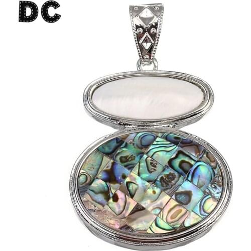 1Pcs Natural Stone Oval "8" Gourd Pendants 45x57mm Vintage Green White Shell Beads With Hole For Necklace DIY Jewelry Making