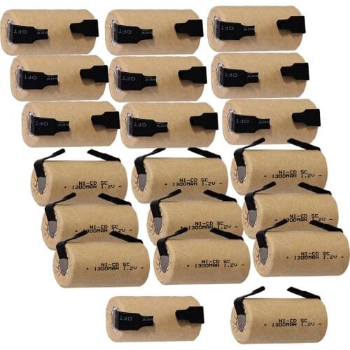 RUSSIA SPAIN FAST DELIVERY 20 pcs power tool battery SC 1.2V NICD SUBC batteries for screwdriver drills 1300mah for CASALS