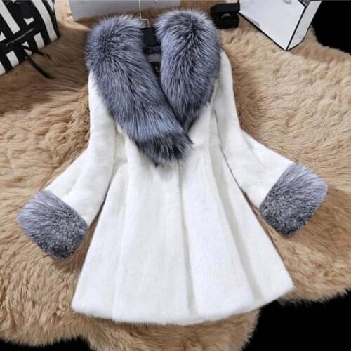 Elegant Faux Mink Fur Coat 2021 New Korean Women Designer Fluffy Winter Jackets Thick Warm Artificial Fox Fur Outerwear