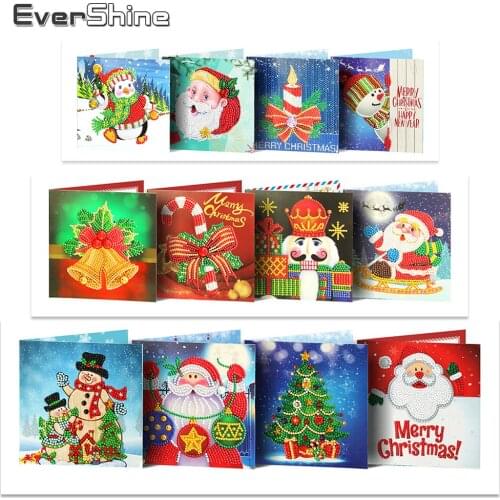 EverShine Diamond Embroidery Christmas Cards Diamond Painting Santa Claus Postcards DIY Diamond Mosaic Handmade Holiday Gift