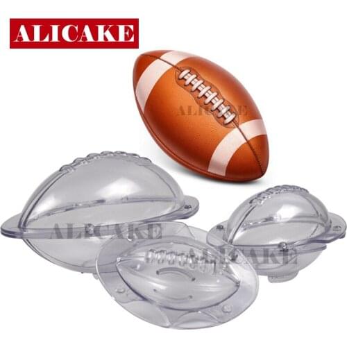 3D 3Pcs Polycarbonate Chocolate Mould Cake Mold for Chocolates Rugby Football Baking Pastry Tools for Bakery Form Mould Tray
