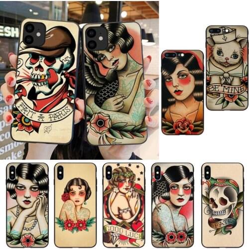Cool old school tattoo Phone Case For iPhone SE2 11 Pro XS MAX XS XR 8 7 6 Plus 5 5S SE Case