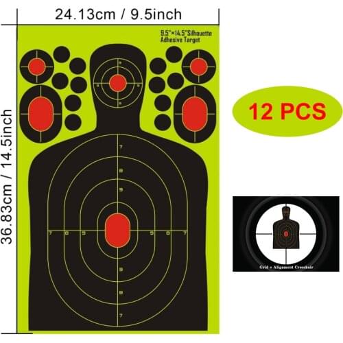 12 Sheets 9.5x14.5 inch Silhouette Adhesive Target Human Body Shape Self Hunting Aim Papers Stickers Shooting Training Accessory