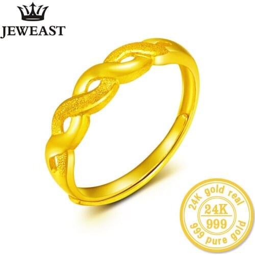 XXX 24K Gold Ring Fine Jewelry Real Pure Au999 Female Resizable Twist Ring Trendy Party 2020 New Hot Sale Good Nice Upscale