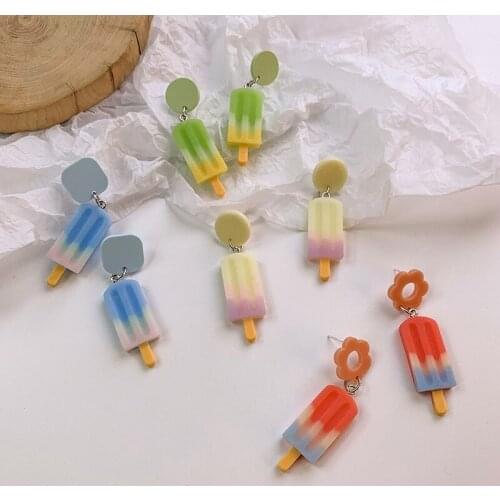 Summer Refreshing Color Lollipop Simple Fresh Earrings Fashion Creative Emulational Ice Cream Funny Eardrop Sweet Cute Jewelry