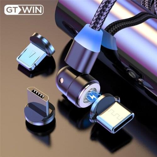 GTWIN LED 540 Magnetic USB Cable Fast Charging USB type C Magnet Charger Micro Cable For iPhone 12 Xiaomi Redmi Samsung Huawei