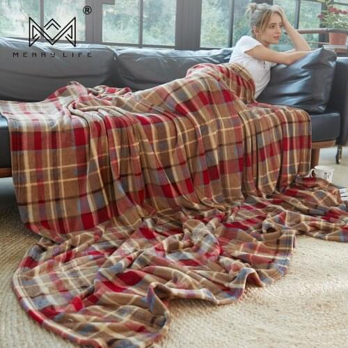 Merrylife Decorative throw blanket Cover Flannel Plush Soft Travel Blanket for Bed Sofa Warm Gift Dropship Plaid Bedspread