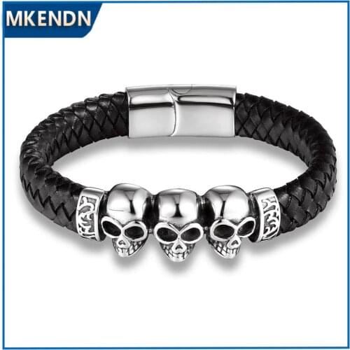 MKENDN Men's Leather Bracelets