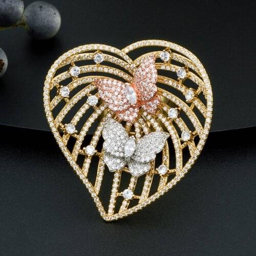 ModemAngel Heart Shaped Flower 3 Tone Copper Ring For Girls And Women Wedding Party Fashion Jewelry High Quality Gift