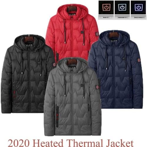 Mens Winter Heated Jacket Heated Vest Adjustable Temperature Outdoor Wear Windproof Coat Intelligent Constant Temperature Top