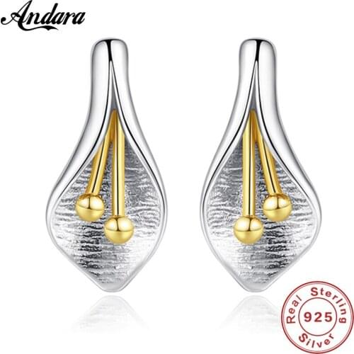 New Fashion 100% 925 Silver Earrings Simple Flowers Stud Earring For Women Girl Party Gift