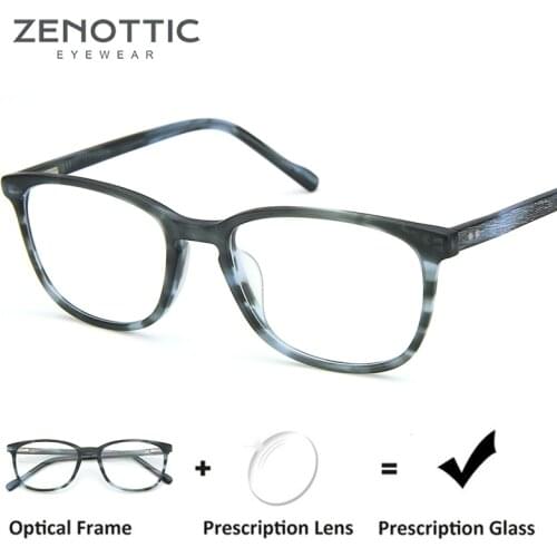 ZENOTTIC Vintage Acetate Prescription Glasses Men Photochromic Anti Blue Light Eyeglasses Female Optical Myopia Degree Eyewear