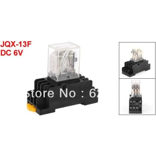 JQX-13F DC 6V Coil 5A 250V AC / 28V DC 3PDT 3P2T 11 Pin General Purpose Electromagnetic Power Relay w PYF11A Socket Base