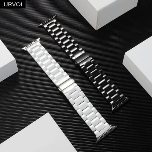 URVOI Full Ceramic band for Apple Watch strap for iWatch series 6 SE 5 4 3 2 1 shiny wrist modern design buckle quality 40 44mm