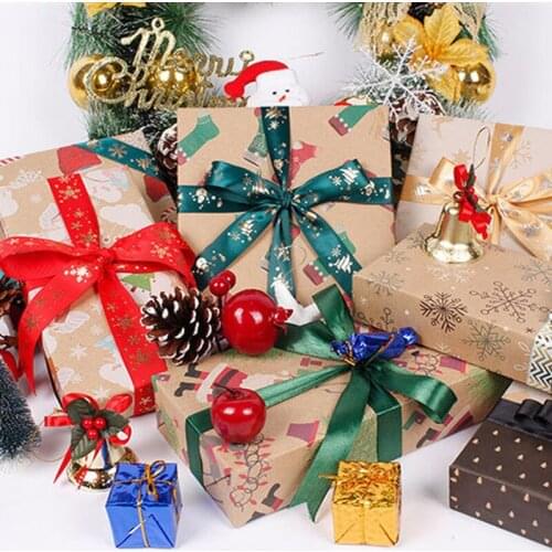 Christmas Wrapping Paper Snowman Tree Decoration Craft Paper Gift Wrap Artware Packing Paper Gift Box Packaging Paper 1pc
