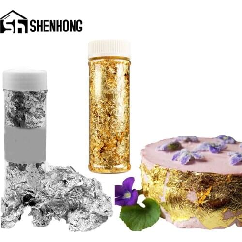SHENHONG Chocolate Fondant Gold Foil Decoration Tools Silver Flakes For Decorating Mousse Cake Dessert Ice Cream Wedding Pastry