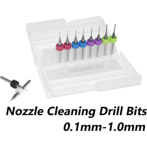 10pcs 1Set 0.1-1.0mm 3D Printer Nozzle Cleaning Drill Bits for Extruder RepRap 3D Printer Accessories For MK7 MK8 Print Nozzle