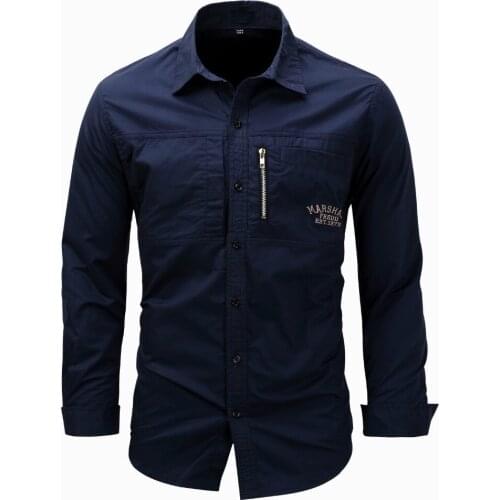 TANG High Quality Shirt Men Shirt Military Mens Long Sleeve Slim Fit Camisa Masculina Khaki Army Green Shirt