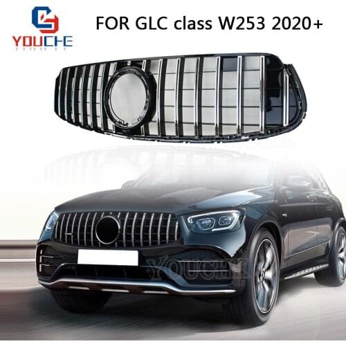 W253 X253 Silver Grill GT R style Front Bumper Grille Mesh For Mercedes GLC 2019 2020 GLC300 GLC350 GLC200 GLC250 GLC43