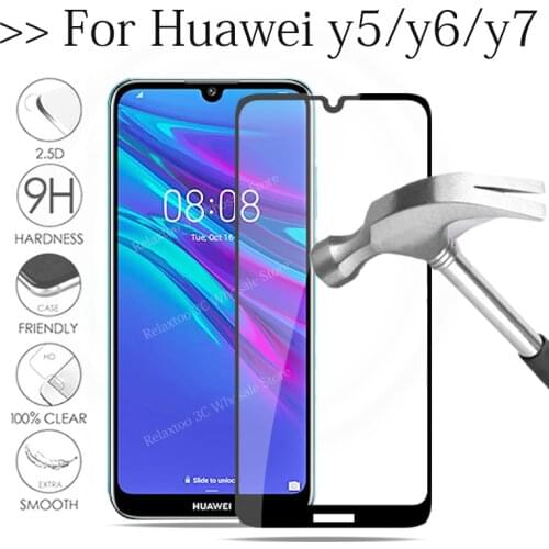 Tempered Glass For huawei y5 y6 y7 prime 2019 screen protector on huawe Y 5 6 7 5Y 6Y 7Y prime 2018 Protective safety Film Cover