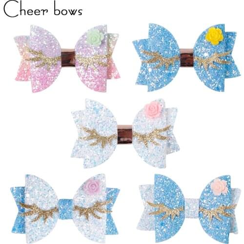 3 Inch Chunky Glitter Hairgrips Shiny Cute Flower Horn Horse Hair Clips Boutique Handmade Hairbow Accessories DIY Supplies