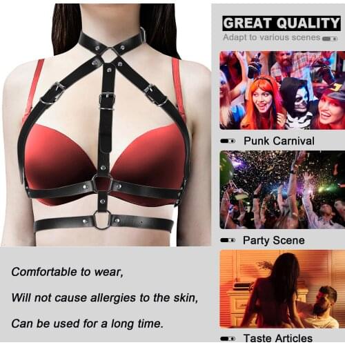 Women Suspenders Leather Harness Belt Body Bondage Bra Sexy Gothic Garter Belt Lingerie Harajuku Choker Bdsm Erotic Accessories