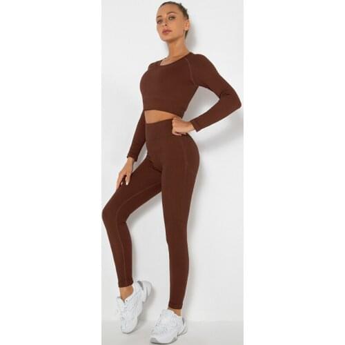 2 Pcs Yoga Sets Energy Breathable Gym Suits Solid Color Mermaid Curve Tops Hip Push Up Fitness leggings Women Sports Running Set