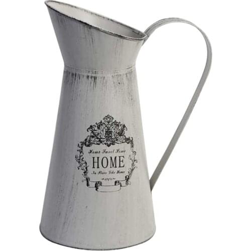 1Pc Creative Shabby Rustic Style Chic Iron Metal Pitcher Flower Vase Can Jug Portable For Wedding Party Decoration Home