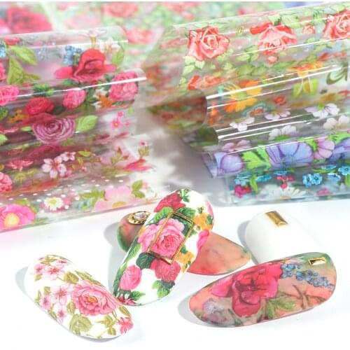 10PCS Nail Foil Sticker Set Holographic Starry Sky Adhesive Wraps Transfer Paper Marble Shining Nail Art Decal Gel Slider