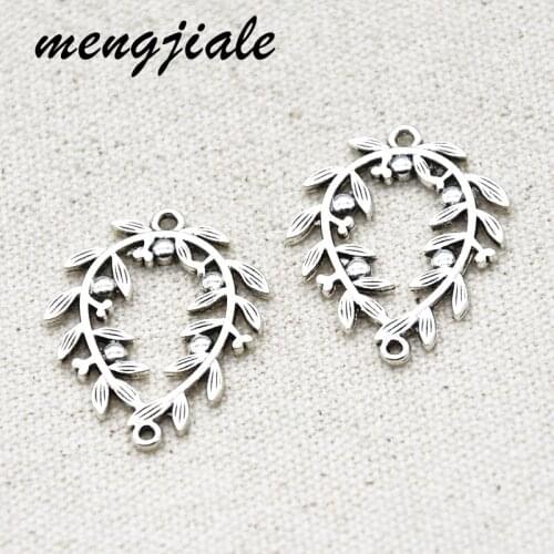 15pcs Hot Sell Wholesale Zinc Alloy Metal Olive Branch Leaf Connector Charms For Jewelry Accessories Making 31*25mm