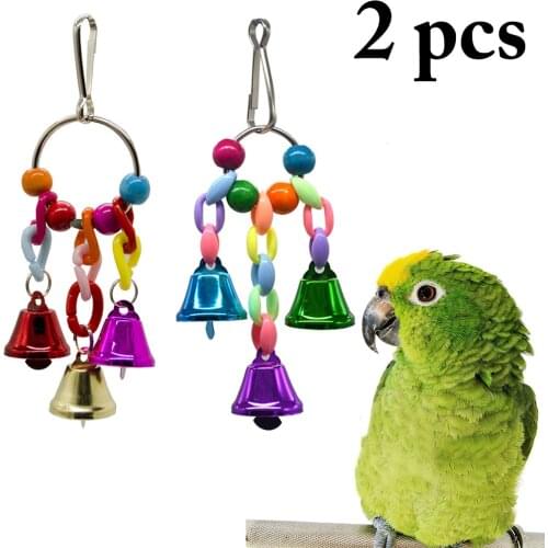 2pcs Parrot Toys Suspension Hanging Bridge Chain Pet Bird Parrot Chew Toys Bird Cage Toys for Parrots Birds Home Decoration