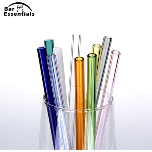4/10PC Special Fine Curved Glass Straight Bend Drinking Glass Straws Reusable Eco-friendly With Cleaning Brush
