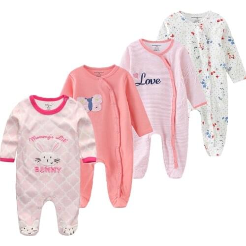 4 Pcs/Set Newborn Baby Boy Girl Romper 100%Cotton Soft Unisex Toddler Pajamas Overalls Infant Baby Clothing Set Infantil Roupa