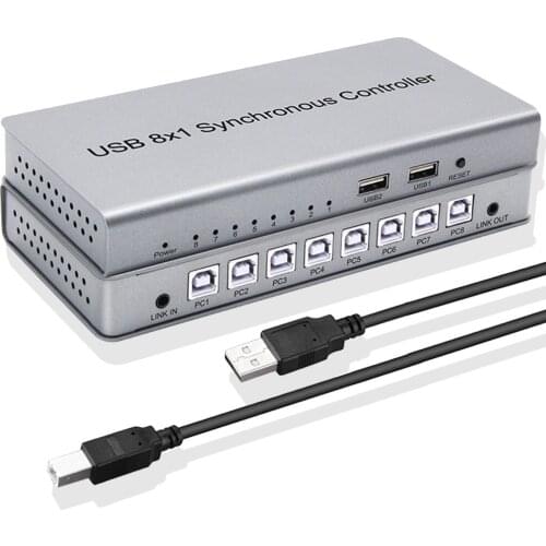 USB Synchronous Controller Adapter 8x1 USB2.0 A-B Male Connector Repeater For Games PC Keyboard Mouse KVM Extender Free Shipping