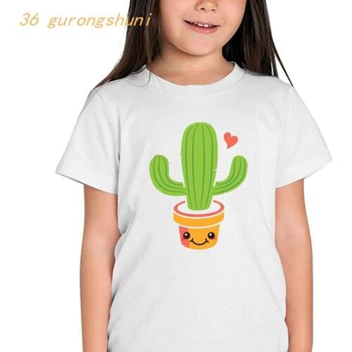 Free Shipping tshirt girl flowerpot cartoon t shirt summer Cute girls tops Cactus kids clothes boys t shirts children t-shirts