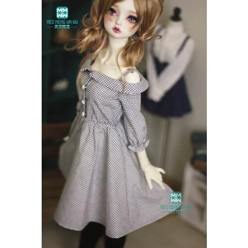 BJD accessories doll clothes fit 58-62cm 1/3 BJD doll fashion temperament plaid dress with lining