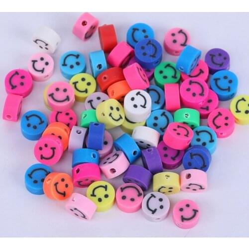 100pcs 10mm Mixed Colors Fruit Shape Smiley Beads Clay Spacer Beads Polymer Clay Beads For Jewelry Making DIY Handmade Accessory