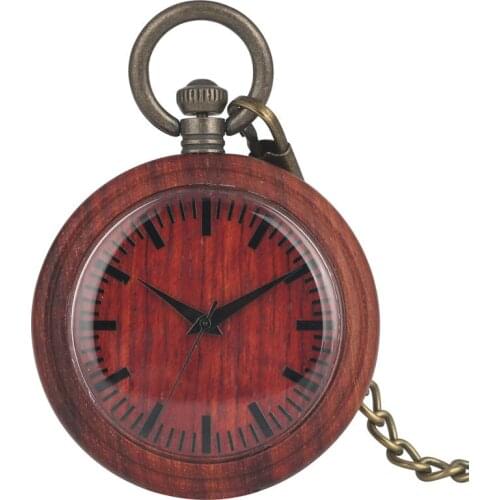 Retro Red Ebony Quartz Pocket Watch Lady Detachable Metal Rough Chain Men Pendant Watch relogio de bolso Gift Business Warcraft