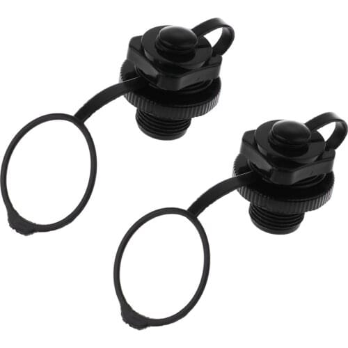 2Pcs Black Plastic Screw Air Valve Caps For Inflatable Boat Kayak Raft Canoe