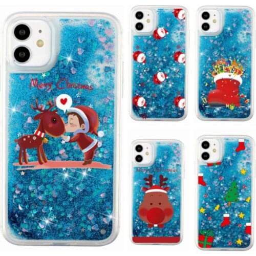 Dynamic Liquid Phone Case For iPhone 11 Pro 6 7 8 Plus X XR XS MAX 12 Pro Max Christmas Quicksand Phone Case Back Cover Coque