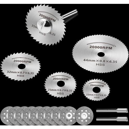 HHS 44Pcs/set Circular Saw Blade Stainless Steel Slice Metal Cutting Disc for Power Rotary Tools 22 25 32 35 44 50mm Cut Disc