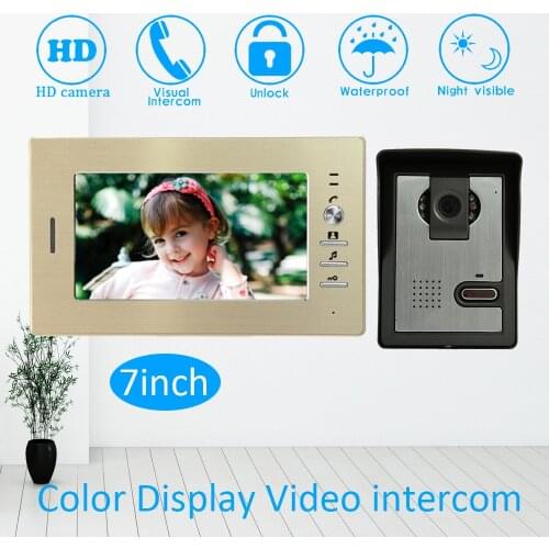 Golden color alluminium Surface 7'' House Use Video Intercom System Door phone Digital intelligent Doorbell waterproof Unlock