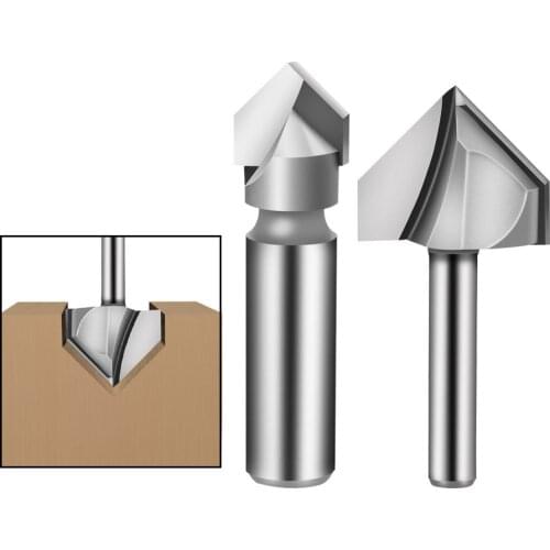 1l4 / 1/2 Shank Industrial Grade Router Bits for wood 90 Deg V Type slotting cutter Tungsten Woodworking Carving TooL
