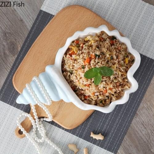 Shell Shape Ceramic Bowl Plate Hotel Decorative Tableware Household Fruit Dessert Salad Plate Kitchen Utensils